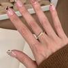 Staggered Brushed Open Ring, Fashion Style Index Finger Ring Ins Niche Simple Jewelry