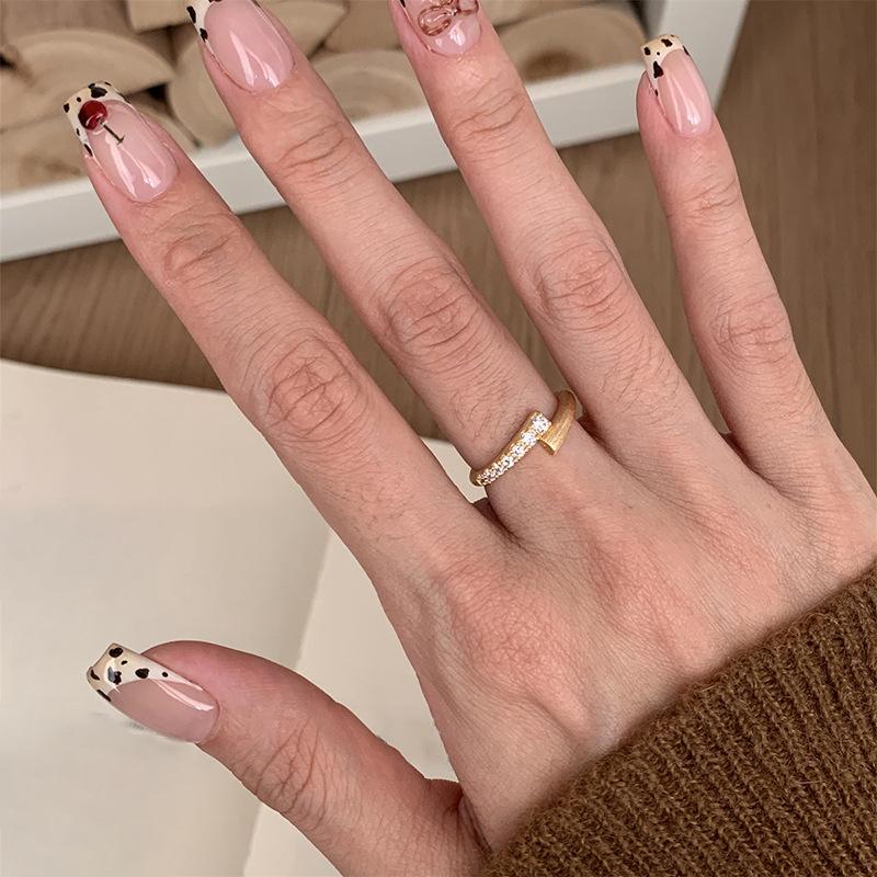 Staggered Brushed Open Ring, Fashion Style Index Finger Ring Ins Niche Simple Jewelry