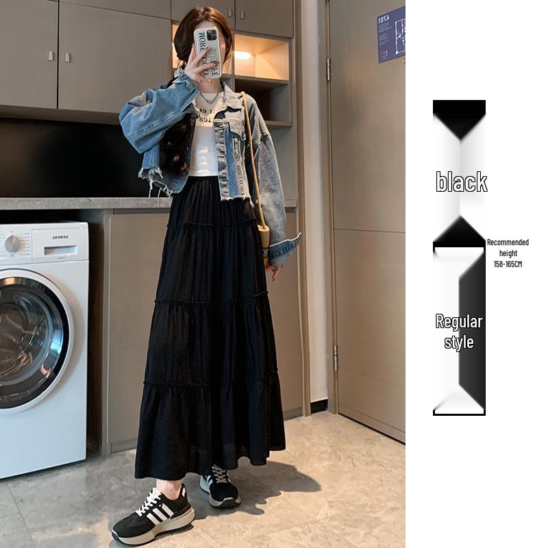 

White High Waist A-line Umbrella Skirt - Spring/Autumn Collection 2026 for Petite Women XL (126-140 jin)