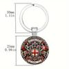 1Pcs Red Cross Pendant Templar Keychain Army Crusade Solomon Freemason Symbol Glass Gem Metal Key Ring Holder Jewelry Gifts