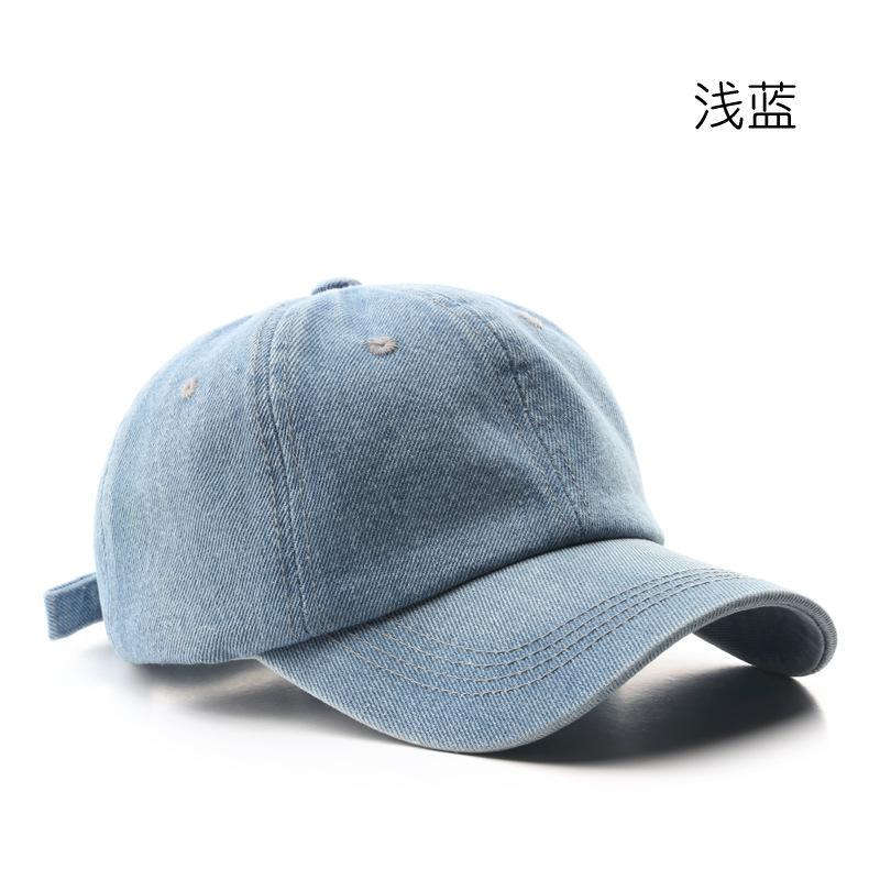Baseball cap Korean version of Japanese women's solid color light board denim couple baseball cap outdoor men's sunscreen sunshade cap