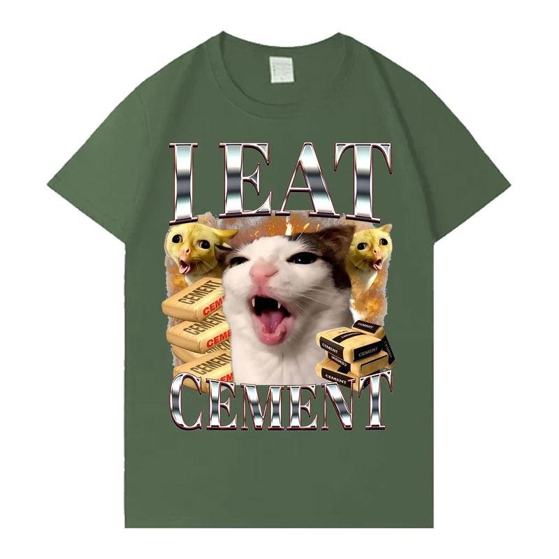 

2026 Funny Cat I Eat CeUnisext Hip Hop Print T Shirt Unisex Women Short Sleeve Tshirt High Quality Oversized Casual Tshirts Streetwear 4XL