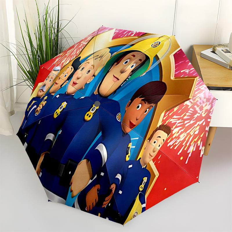 

Fireman Fire trucks Themed Travel Umbrella-8 Ribs Automatic Opening and Closing, Portable Folding Design, Compact and Stylish Umbrella Suita