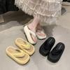 Internet Celebrities Thick-soled Heightening Tassel Denim Sandals Women's Summer 2025 New Flip-flops Fashion Women's Shoes