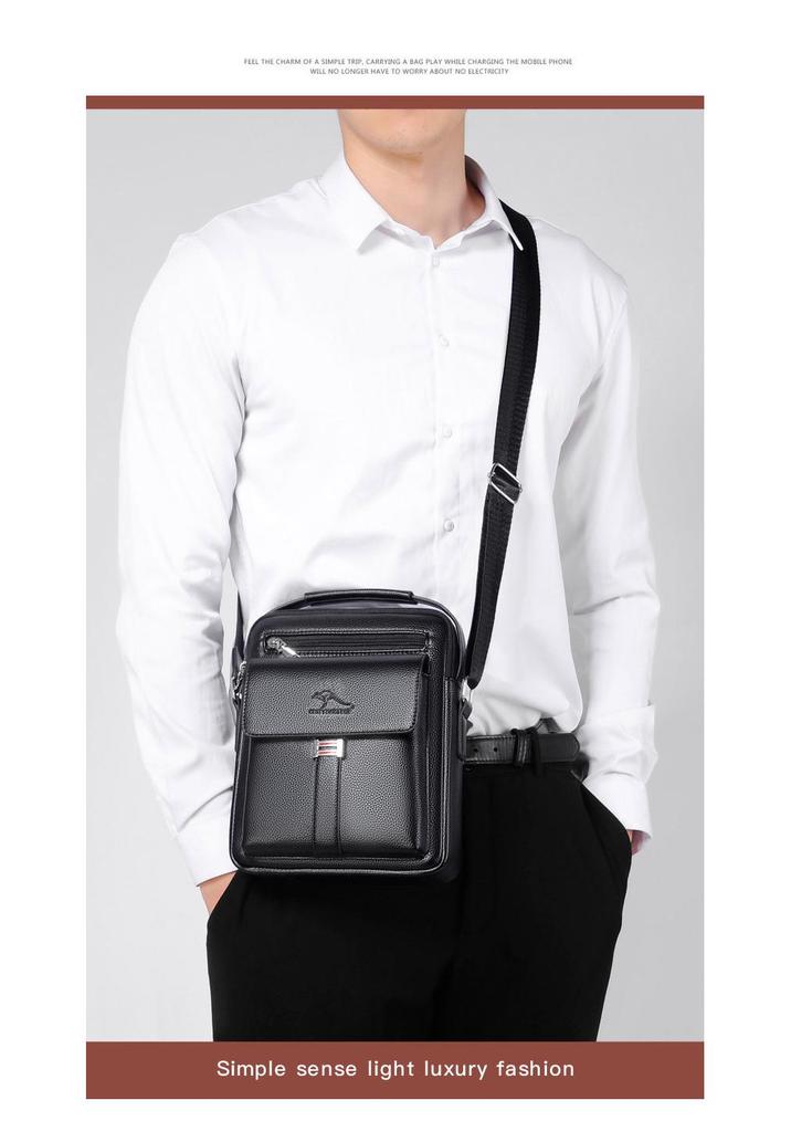 Men's Multi-Functional Crossbody Handbag - Double-Layer, Large Capacity, Fashionable Design