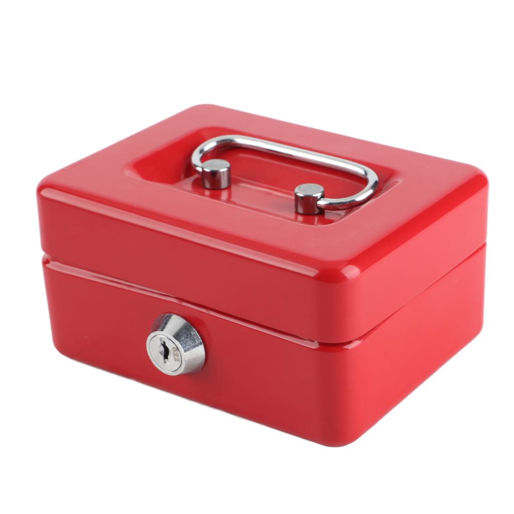 Cash Box with Money Tray Metal Storage Safe Lock Box Mini Locking Cash Box Money Saving Organizer