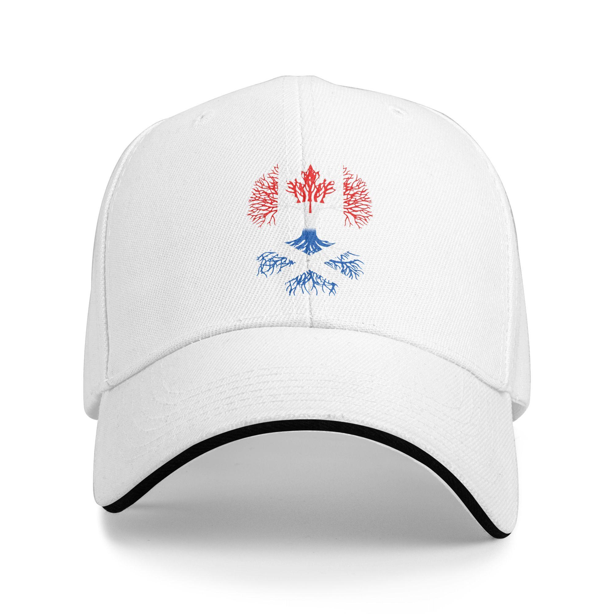 Summer Casual Baseball Cap Canadian Grown with Scottish Roots Canada Scotland Flag Tree Hiking Fishing Hip Hop Hats For Men One Size белый