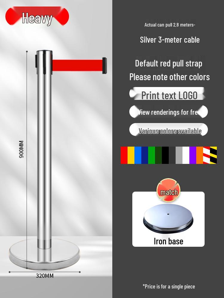 Retractable Queue Barrier Post with Belt