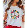 Peace Love Hippie Costume Tie Die 60s 70s Women's Casual Short Sleeve Summer T-Shirt O-Neck Tops Tshirt