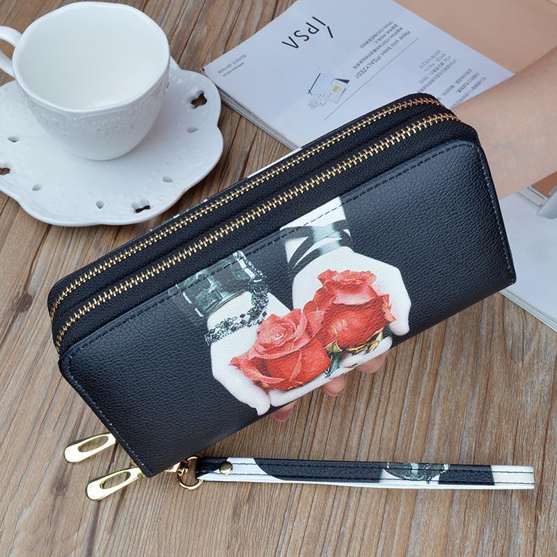 Women's Double Zipper Leather Clutch Wallet: Stylish Long Wallet & Phone Bag with Large Capacity & Coin Purse