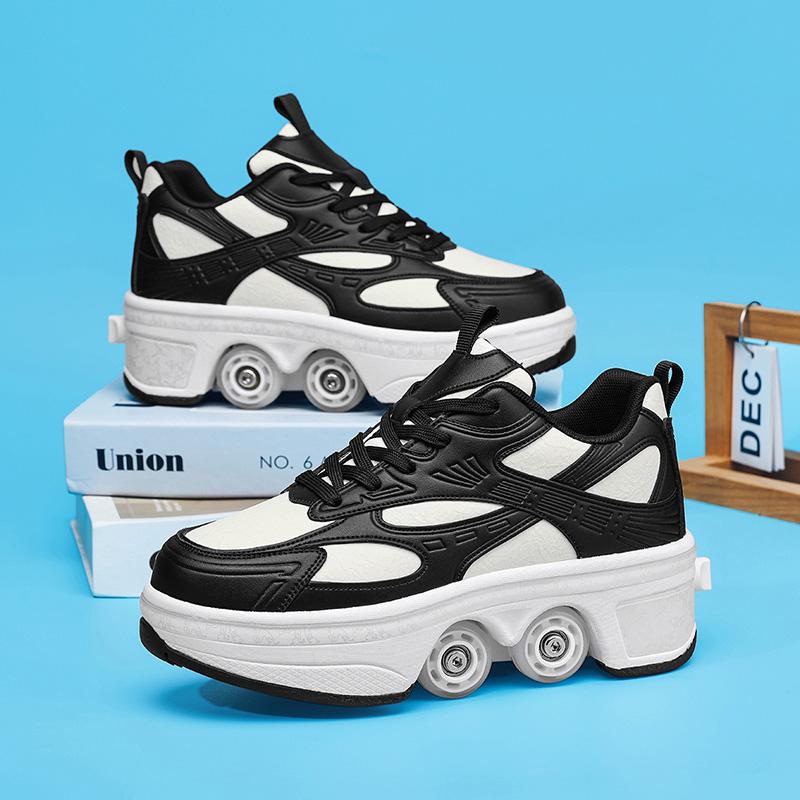 Children's Board Shoes Four Roller Shoes Fashion Unisex Automatic Pop-up Sneakers Dual Skate Casual Shoes Very