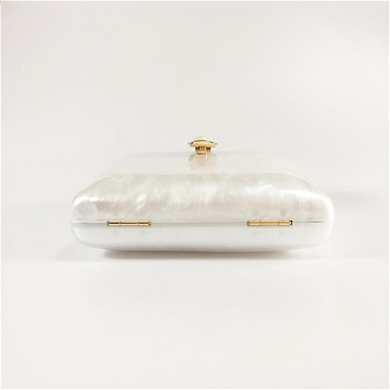 Luxury Brand Handbag Solid White Pearl Acrylic Evening Bags Chain Clutch Purse Wedding Party Women Wallet Designer Crossbody Bag