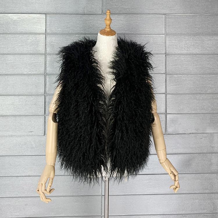 Autumn Winter Eco-Friendly Fur Women's Vest Artificial Fur Lamb Wool Warm Sleeveless Coat Clothing