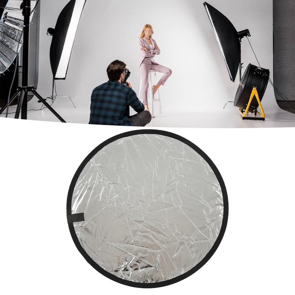 Silver White 2 In1 Reflector Portable Round Photography Light Reflector for Live Lighting