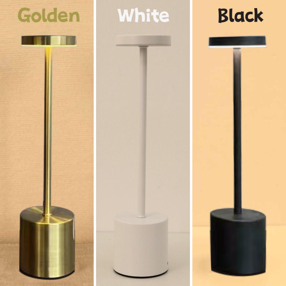 3 Colors Rechargeable Alloy Cordless LED Table Lamp Touch Switch Night Light Nordic Style Home Bar Restaurant Ambiance Desk Lamp