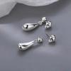 Real 925 Silver Irregular Beans Water Droplet Stud Earrings For Women Classic Fine Jewelry Exquisite Accessories