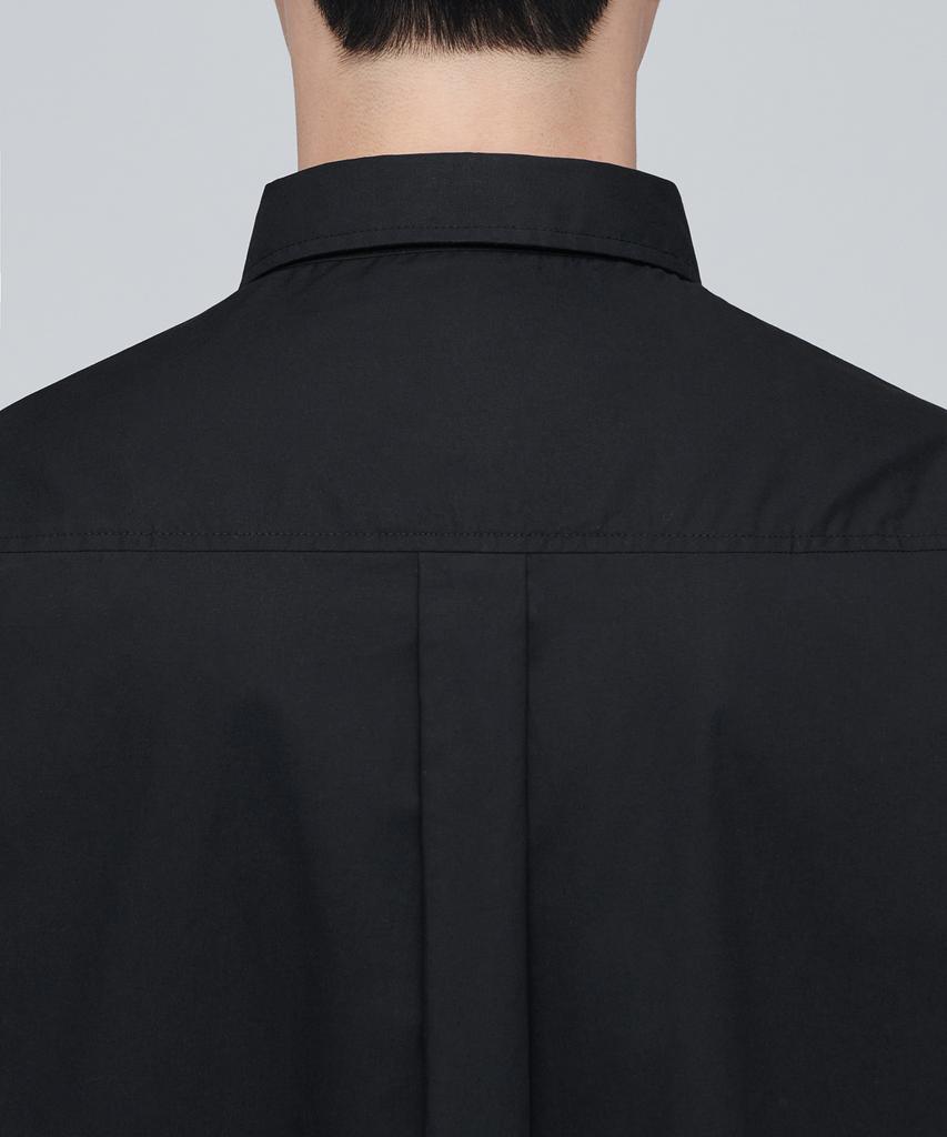 MUSINSA STANDARD Oversized Poplin Short Sleeve Shirt [Black]