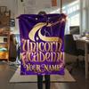 1PC Custom Name Unicorn Academy Patterned Flannel Blanket Suitable For All Seasons for Home Decor Warmth and Comfort Gifts Holiday Present