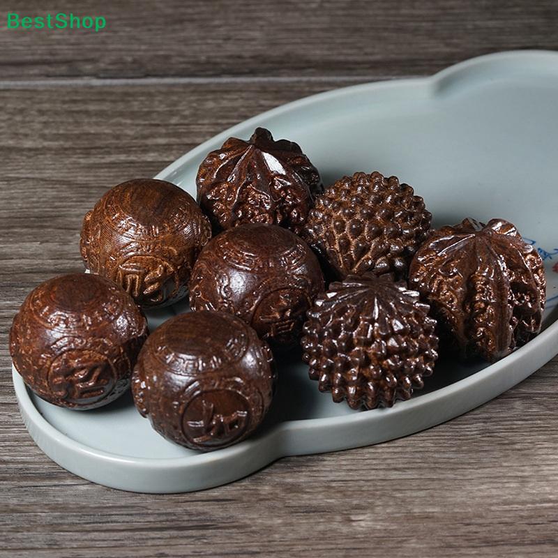 Wooden Spiky Hand Exercise Balls - Massage Stress Relief Baoding Balls for Hand Strength Training & Relaxation