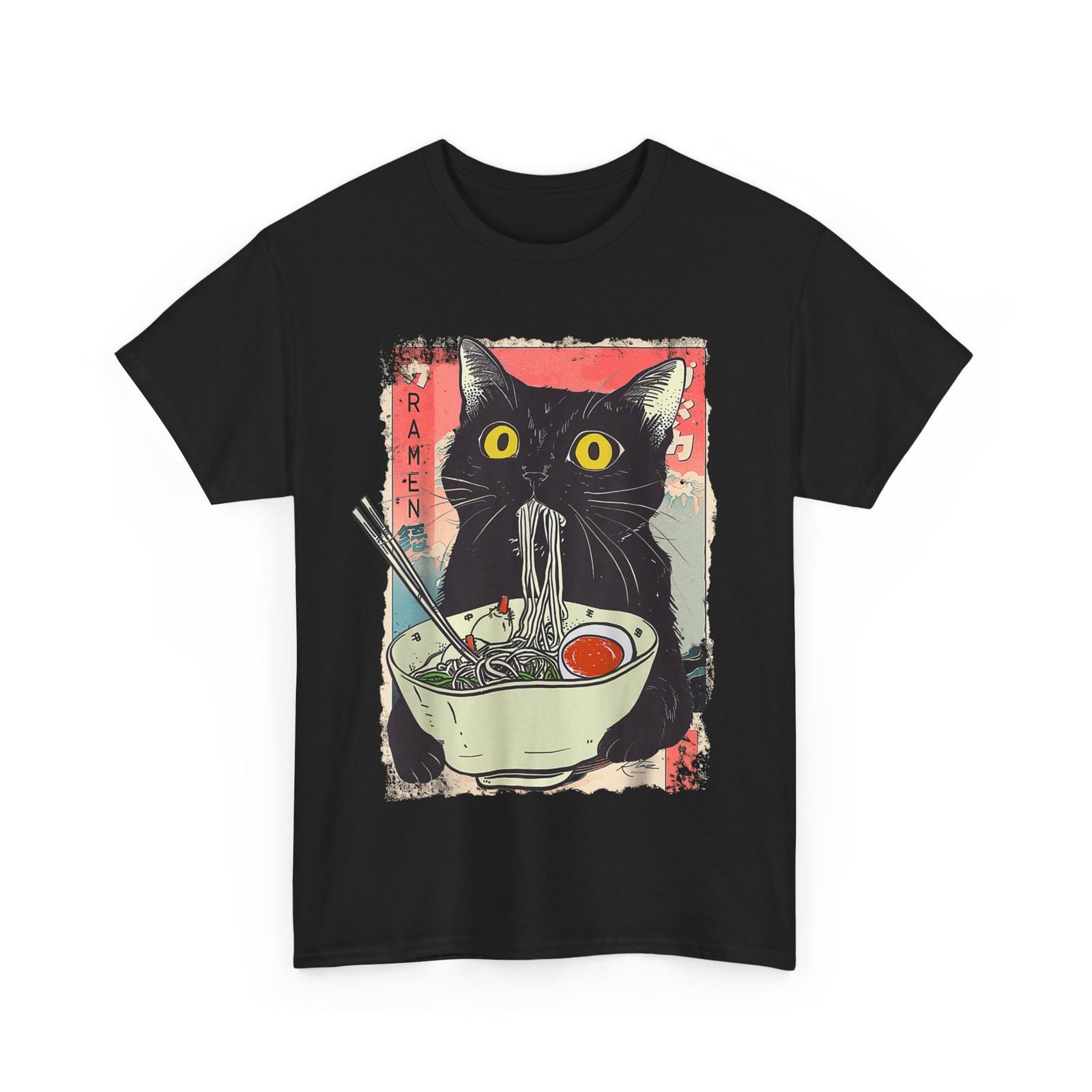 Funny Cat Ramen Noodle Japanese Anime Manga Ramen Kawaii Cat T-Shirt XXXL