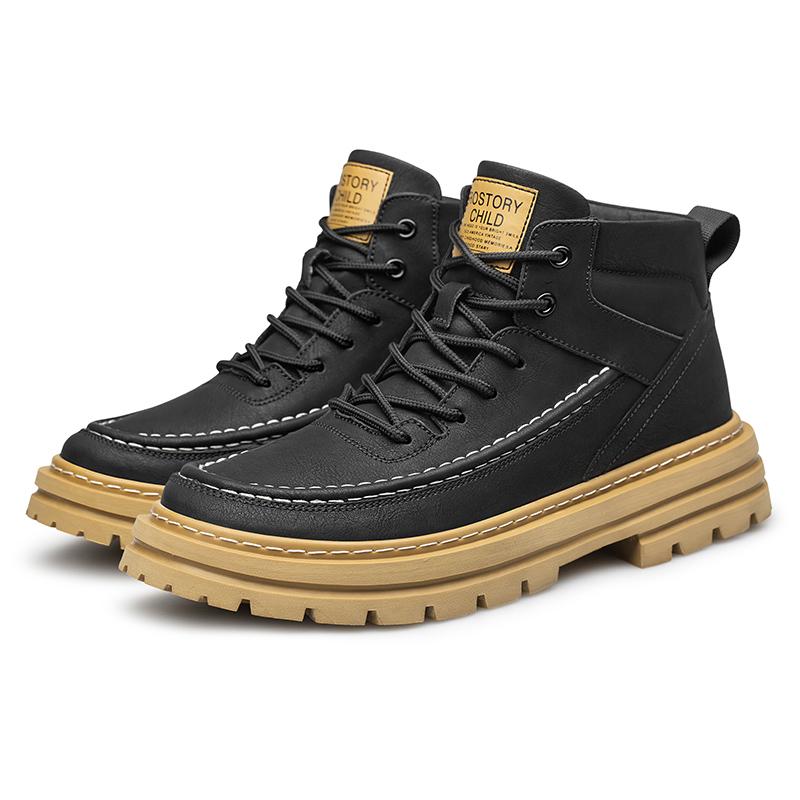 Men High Top Men's Fashionable Elevator Boots with Taller Heel Lift Insole 7cm Plus Size 37-48