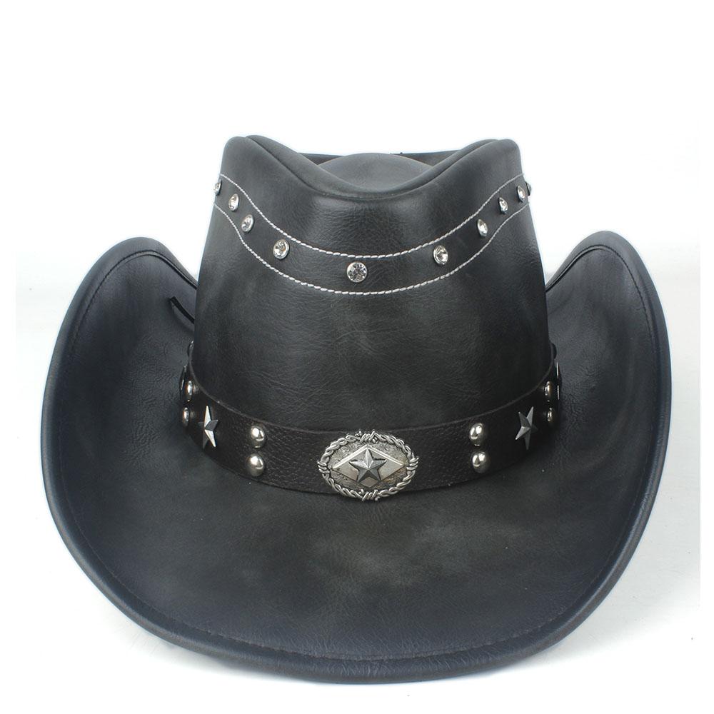 Pălărie de cowboy occidentală 100% din piele pentru bărbați, pentru gentleman, tată, Jazz, Sombrero Hombre, mărimea 58-59CM, stil 36