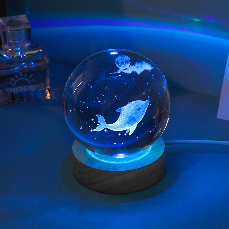 Laser-Engraved Luminous Jellyfish Crystal Night Light - Perfect Birthday Gift for Girls and Best Friends