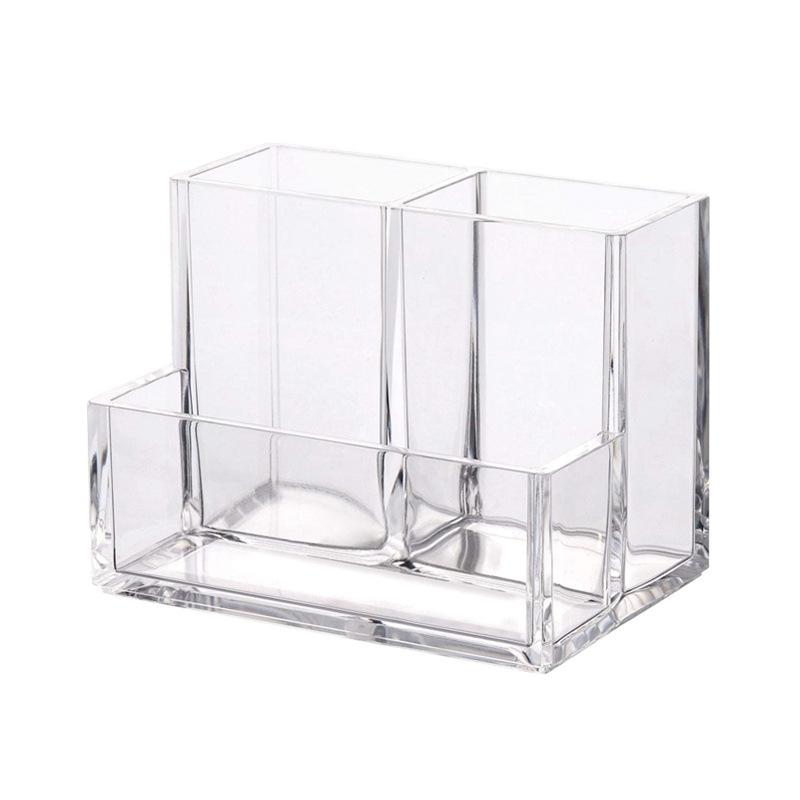 Acrylic Pen & Business Card Holder: Transparent, Thickened Desktop Organizer for Office & Makeup Brushes
