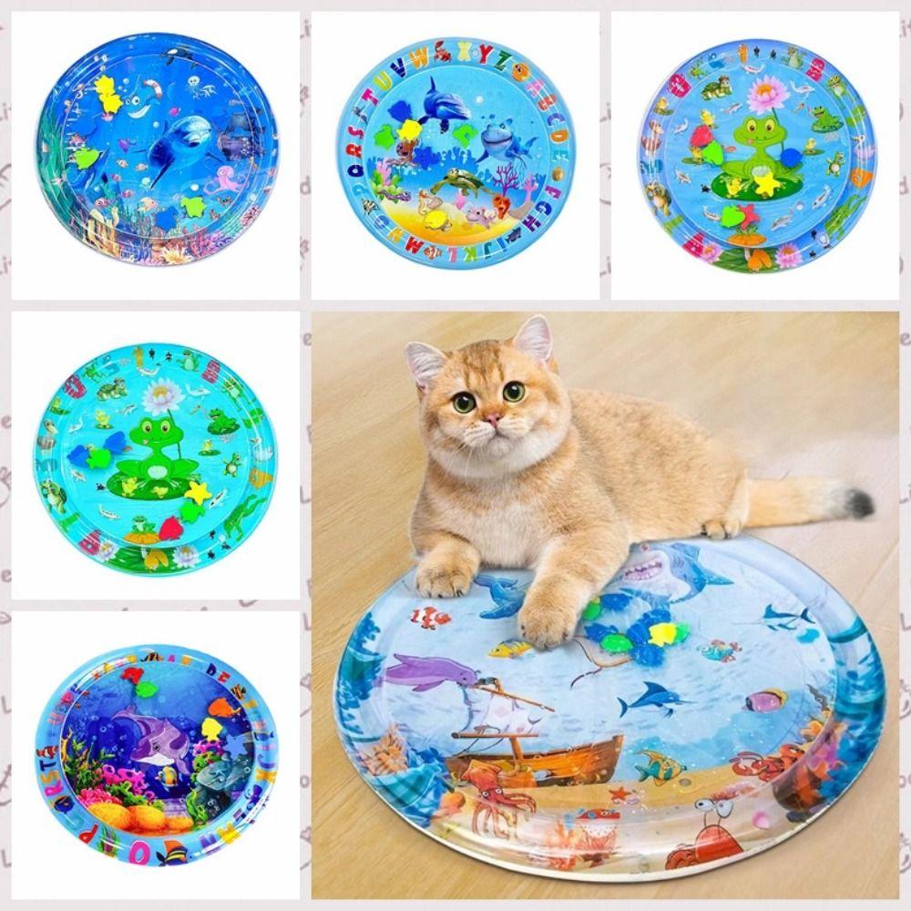PVC Pet Inflatable Water Mat Cartoon Sensory Water Play Mat Creative Pet Play Sensory Toy  Summer