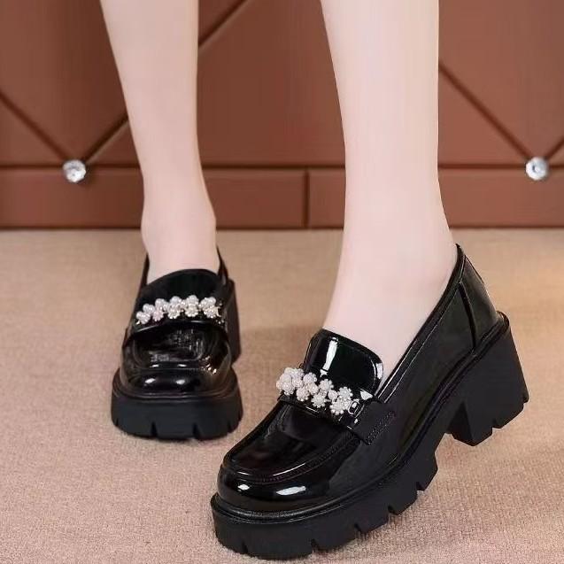 Thick-soled Versatile Heightening Loafers Women's 2025 Spring and Autumn New British Style Small Leather Shoes Soft Leather Soft-soled Mary Jane Shoes