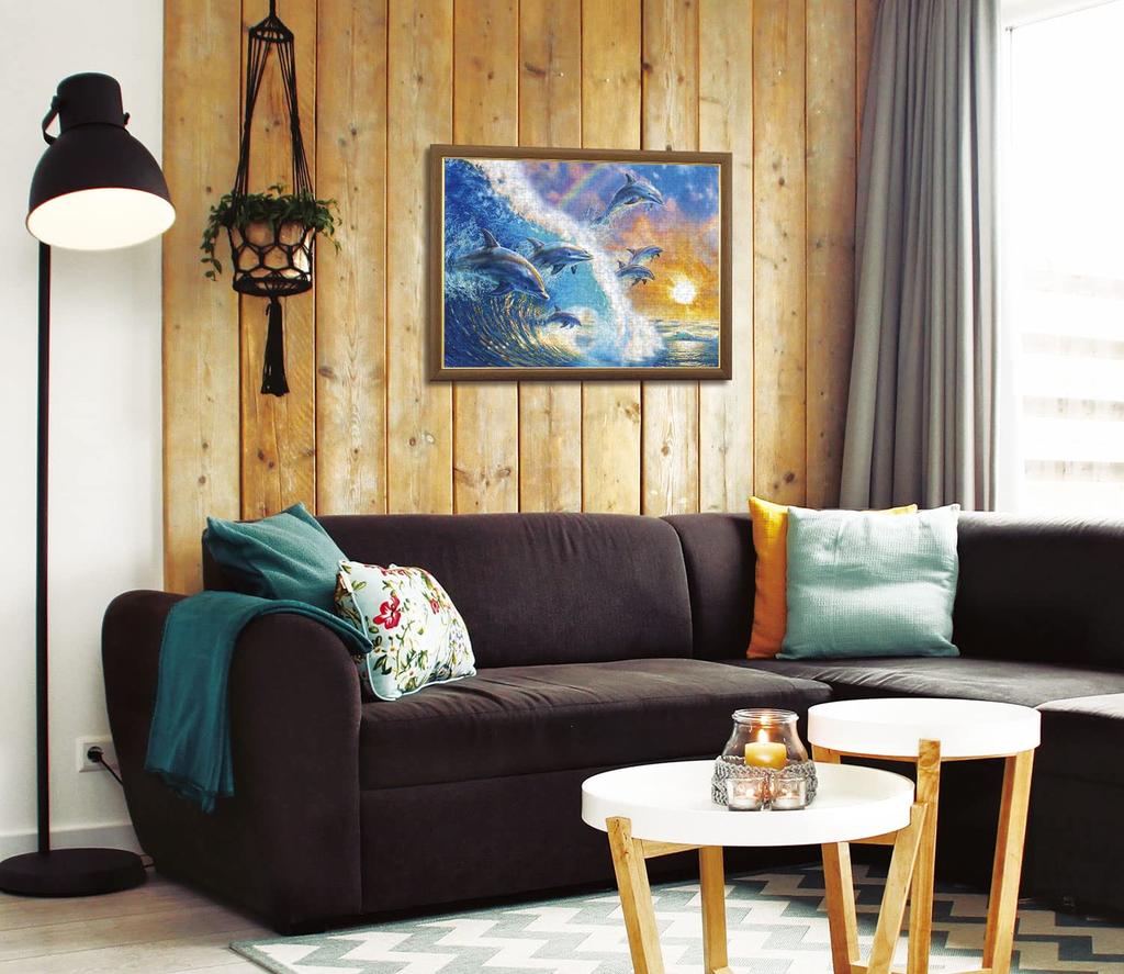 APPLEONE Dolphin Wave x 38 Jigsaw Marine Made in Japan 500-304 (Adrian Chesterman) 500-Piece (53 cm) Puzzle, Art,