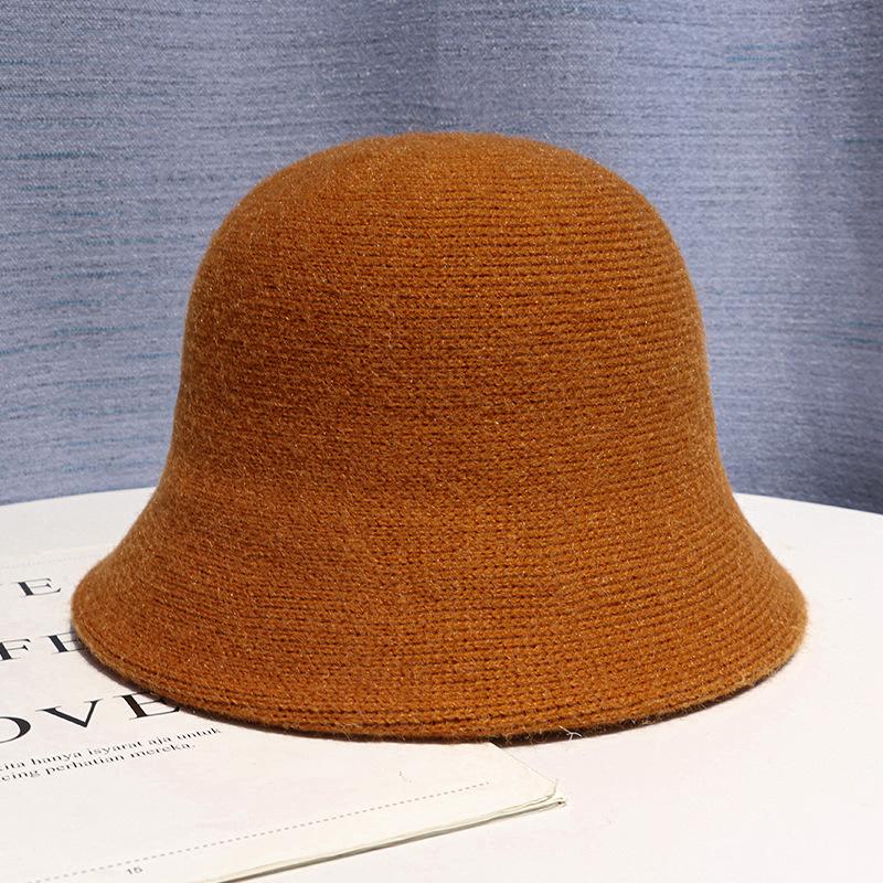 Autumn and Winter Korean Style Knitted Fisherman Hat Japanese Style Casual Wool Bucket Hat Warm Basin Hat