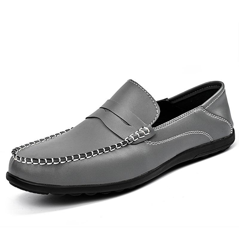 

2025 autumn new men s nesting small leather shoes simple fashion Doudou shoes casual soft-soled driving shoes driver shoes 46