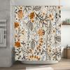 Natural Fall Leaves Shower Curtain Bathroom Decor, Autumn Style, Black White Floral Print Waterproof Fabric Decorative Liner for