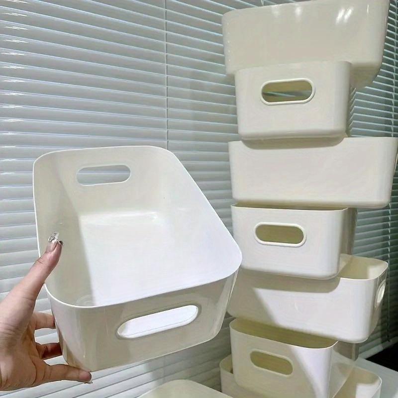 4pcs Stackable Plastic Storage Bins-Durable Rectangular Organizers for Kitchen,Bathroom,Pantry&Closet Organization,Shelf Baskets