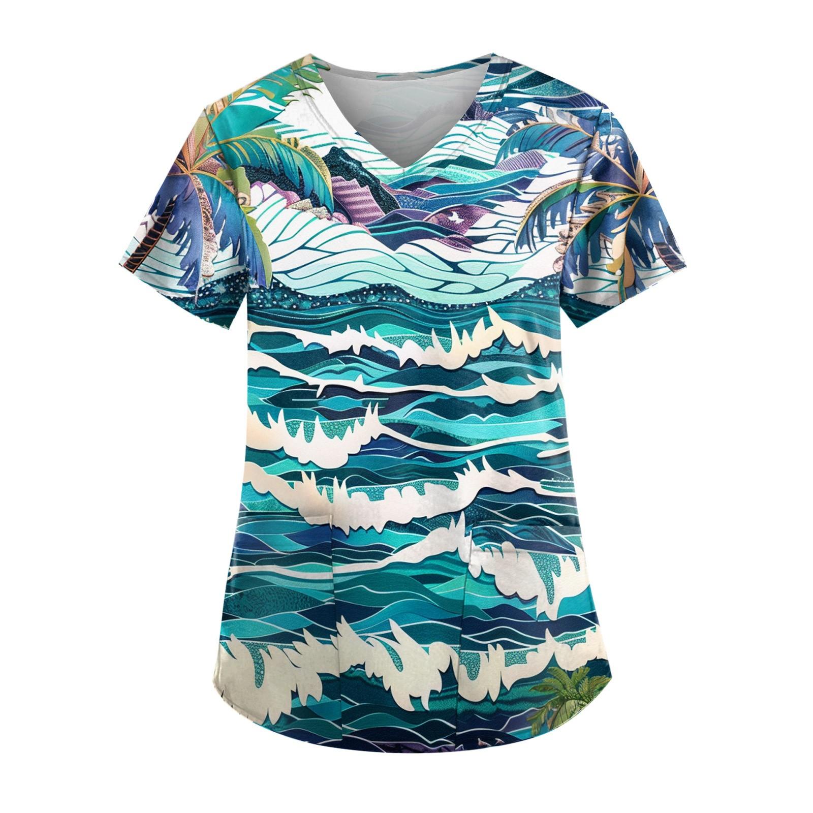 

Женский модный повседневный топ с принтом листьев L