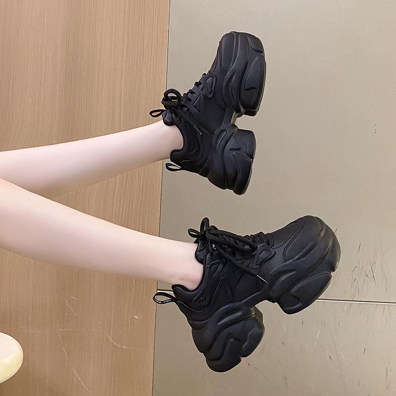 Fashion Women Chunky Sneakers 8CM High Platform Breathable Mesh Shoes Ladies Wedges Casual Shoes For Woman White Sports Dad Shoes 2024