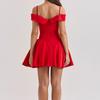 European and American Summer Fashion Temperament Sexy Solid Color Lapel One Shoulder Slim Fit A-line Dress