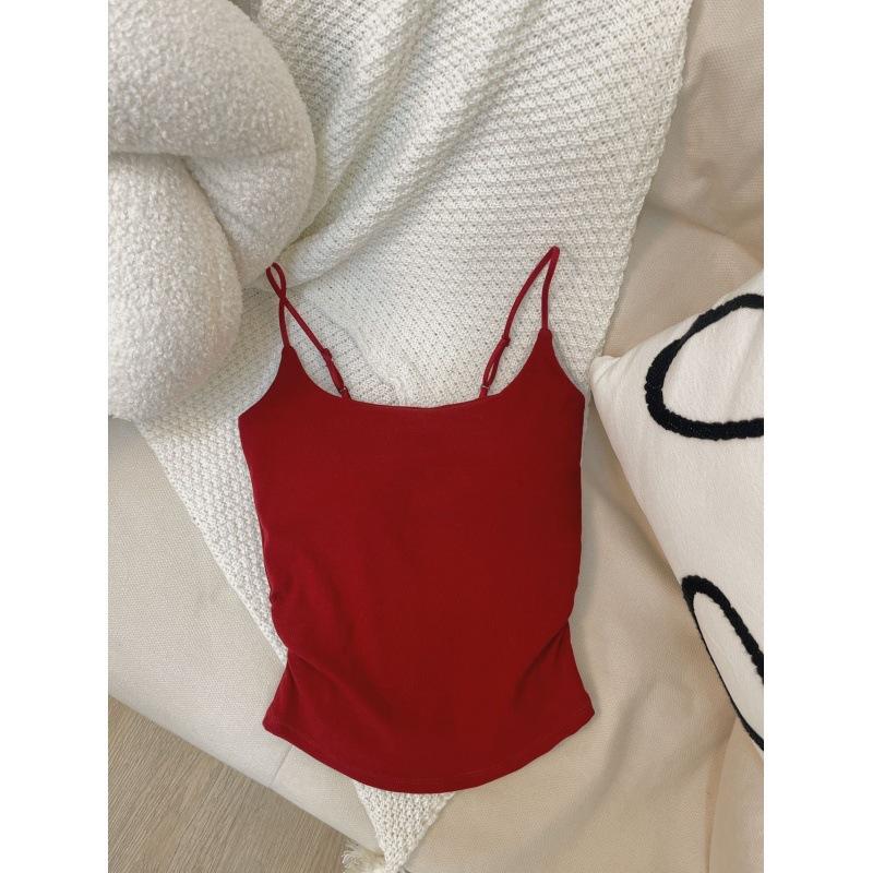 Hot Girls Just Want To Wear A Chest Pad Pleated Halter Tank Top Female Summer Outside Wearing Backless Chest Wrap Tight Inside with A Base Top