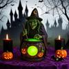 Yousheng Halloween Witch Cauldron Lamp with Eerie Green Glow LED Landscape Light Spooky Witch Brewing Pot Light for Living Room Bedroom Office