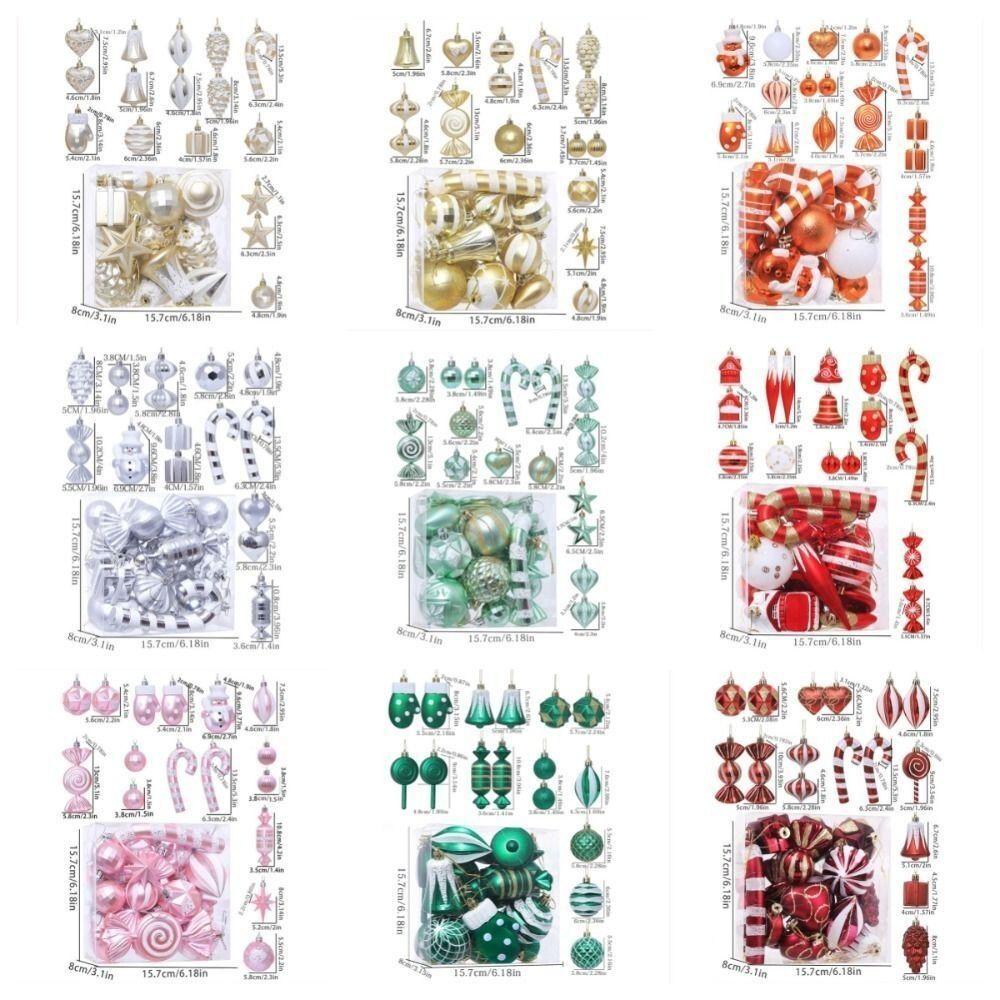 16 Stück Kunststoff Weihnachtsbaum Dekorationen Cartoon Weihnachtsbaum Anhänger NEUES Weihnachten Hängende Kugeln Set