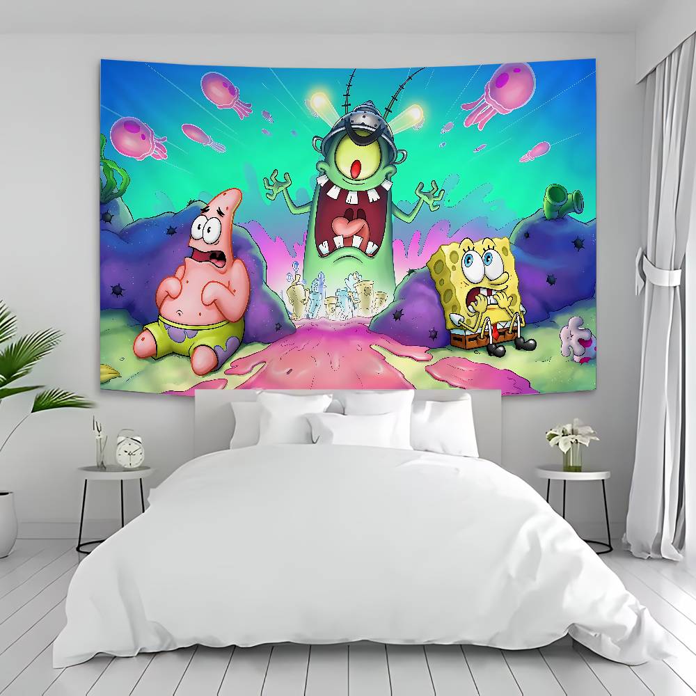 Anime SSpongeBobes Cute Colorful Tapestry Wall Hanging Bohemian Wall Tapestries Mandala Wall Art Decor