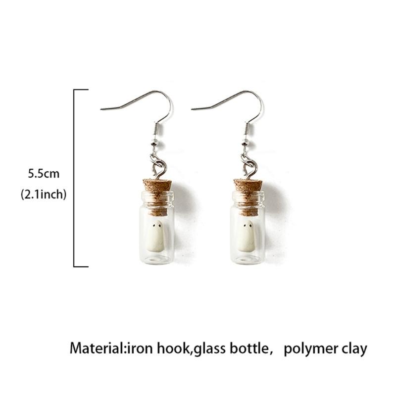Halloween White Specter In Glass Bottle Dangle Earrings Glow In the Dark Stud Earring for Women Girl Unique Jewelry Gift