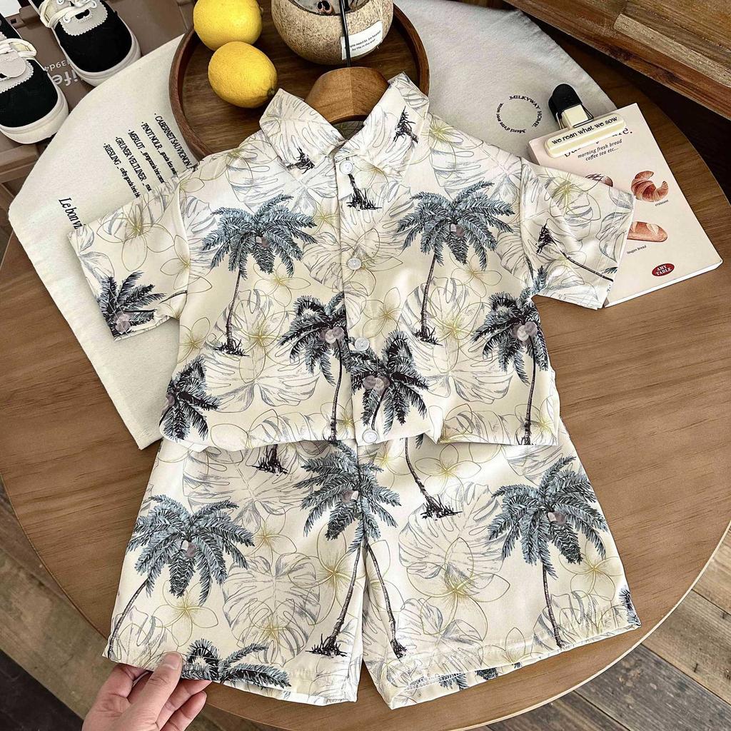 Sada košile s krátkým rukávem pro dětské oblečení Letní ležérní dětské oblečení Volný a trendy dvoudílný set pro jaro a léto