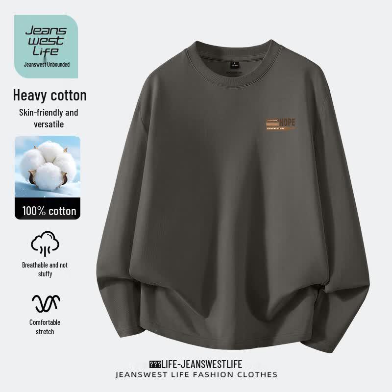 JEANSWEST LIFE Unisex Heavyweight Cotton Long Sleeve T-Shirt L