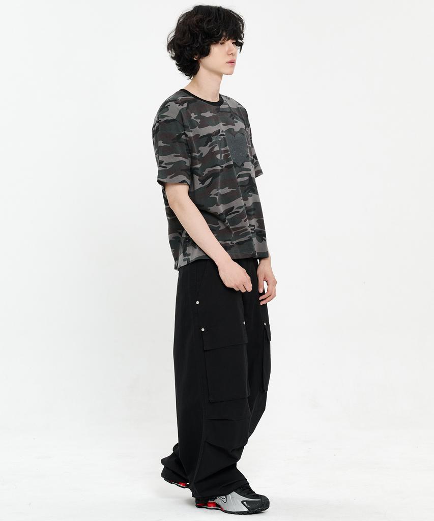 SCALLYWAG Washed Fatigue Front Cargo Pants [Black]