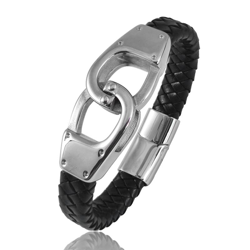 

Classic Infinite Symbol Leather Bracelet Multi-layer Men Stainless Steel Punk Magnetic Clasp Bangle for Friend Charm Jewelry 20.5cm