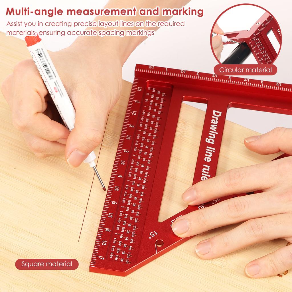 3D Multi-Angle Measuring Ruler Woodworking Aluminum Alloy Square Protractor Multifunction Measuring Ruler for Carpenter Engineer