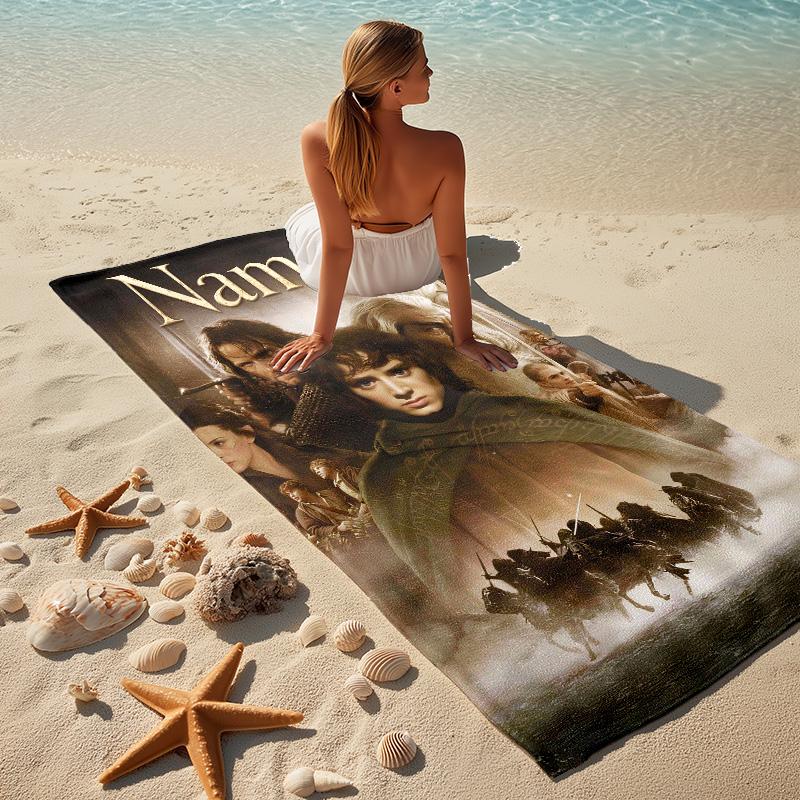 Personalized Name Middleearth printed beach towel,a quick-drying, absorbent mat suitable for the beach, pool, gym, and travel fans gift 18