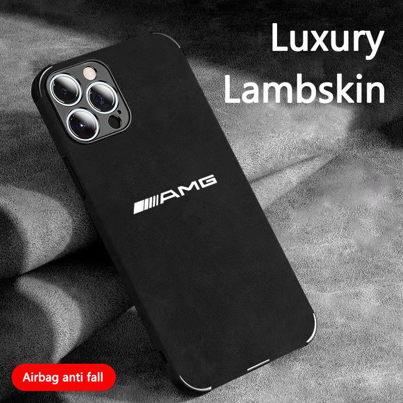 For Benz AMG Logo Suede Car All Inclusive Phone Case For iPhone 17 16 15 13 14 12 Pro Max Mini 8 XR XS 16 Plus 15Pro MAX Cover LL3